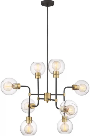 Zeev Lighting Pierre 8 Light 34 inch Polished Brass and Matte Black Chandelier Ceiling Light CD10199/8/PB+MBK - Open Box Direct From Factory
