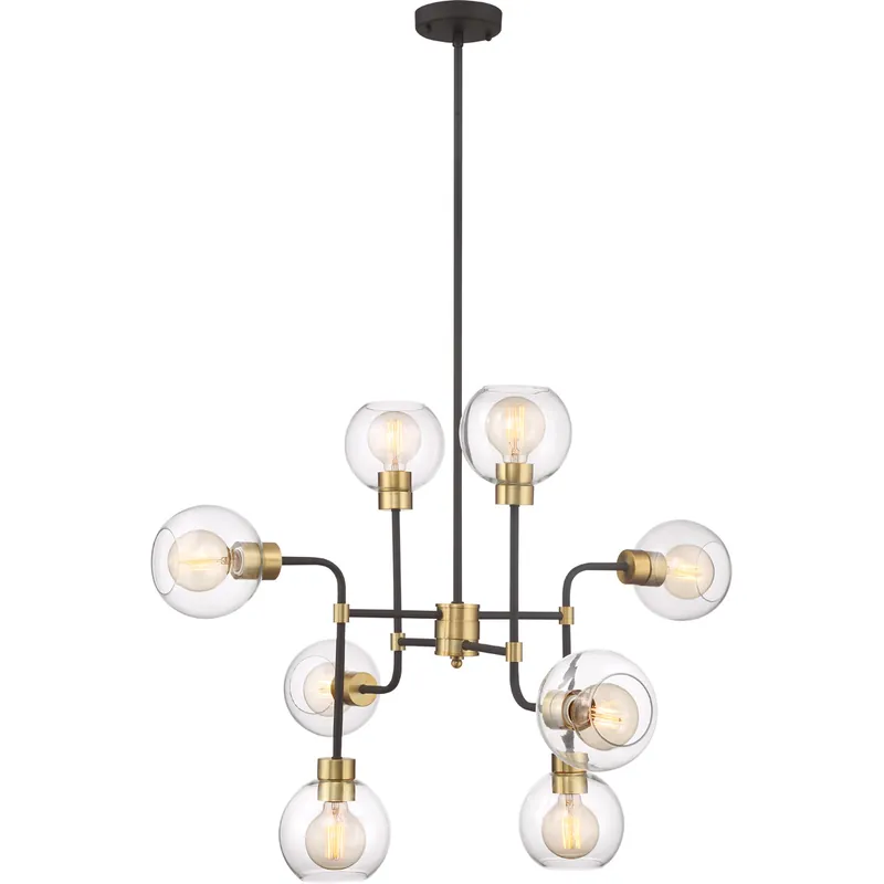Zeev Lighting Pierre 8 Light 34 inch Polished Brass and Matte Black Chandelier Ceiling Light CD10199/8/PB+MBK - Open Box Direct From Factory