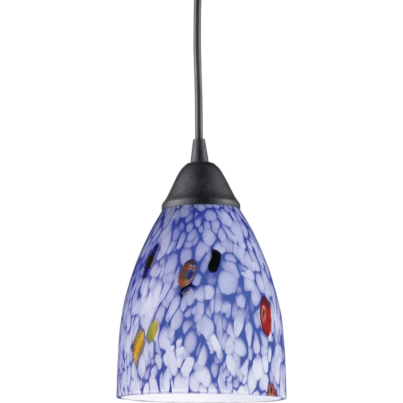 Buy Online ELK Classico 1 Light 5 inch Dark Rust Pendant Ceiling Light in Starburst Blue Glass, Incandescent 406-1BL - Open Box