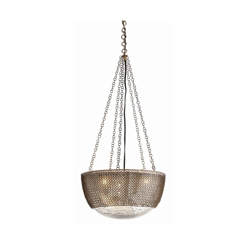 Arteriors Chainmail 3 Light 15.5 inch Antique brass Pendant Ceiling Light DK42043 - Open Box Instant Buy