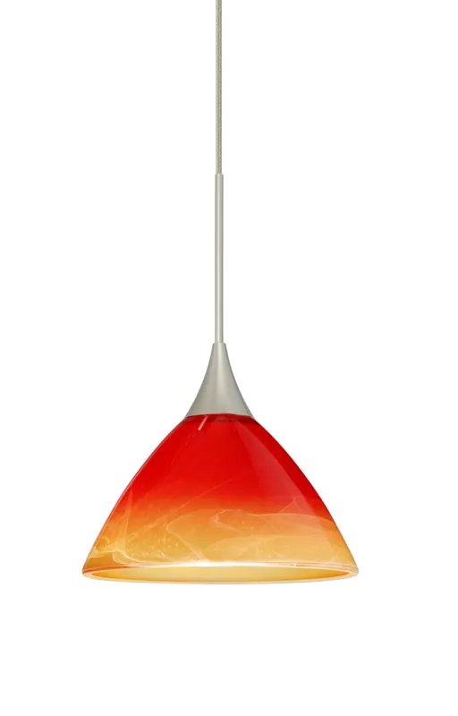 Affordable Besa Lighting Domi LED Satin Nickel Pendant Ceiling Light in Solare Glass 1XT-1743SL-LED-SN - Open Box
