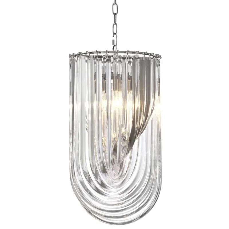 Buy Online Murano 4 Light 13.78 inch Clear Acrylic with Nickel Chandelier Ceiling Light