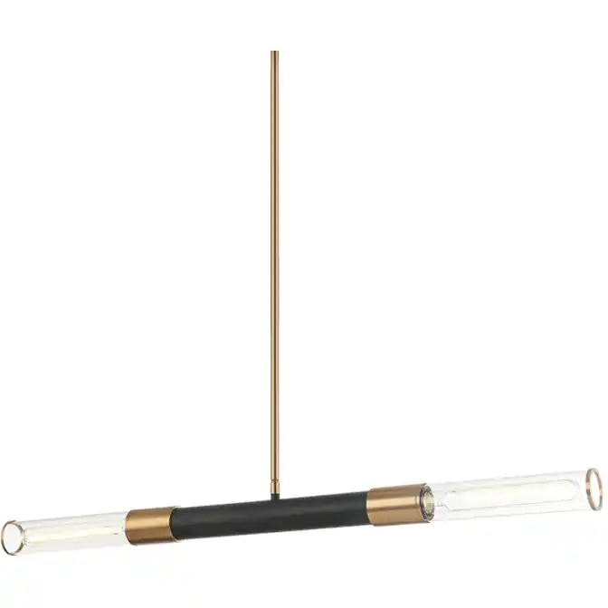No Minimum Order Matteo Lighting Tubo 2 Light 35 inch Matte Black and Aged Gold Brass Pendant Ceiling Light C61202MBAG - Open Box