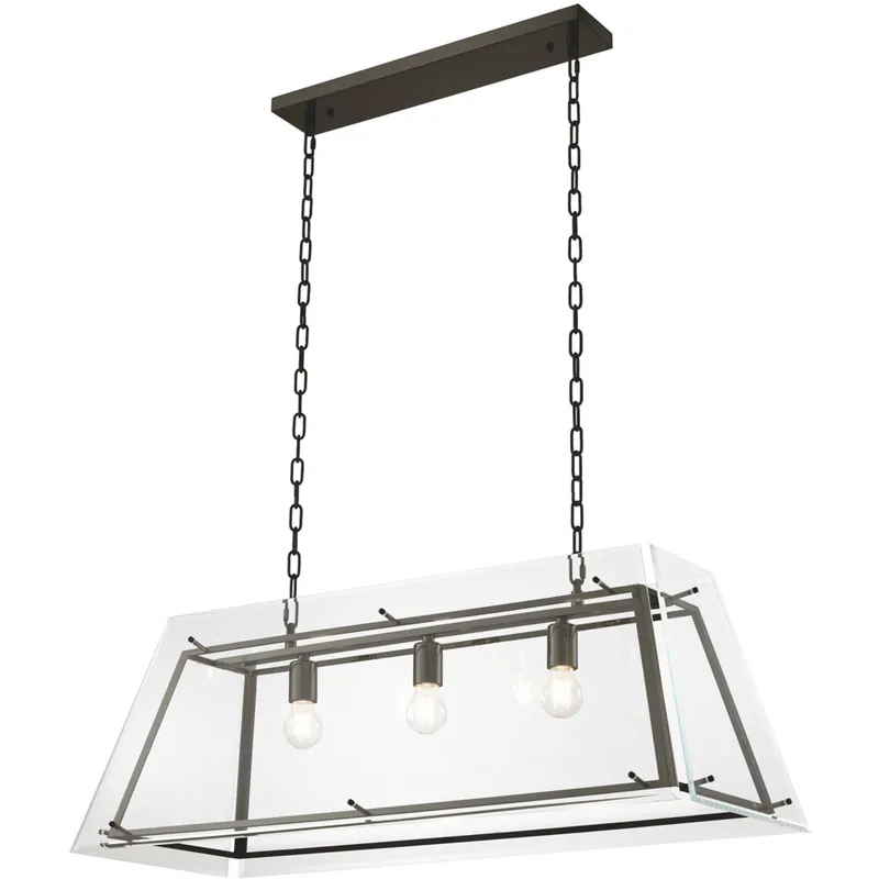 Worldwide Shipping Azure 3 Light 39.37 inch Bronze Chandelier Ceiling Light in Clear Glass, Large