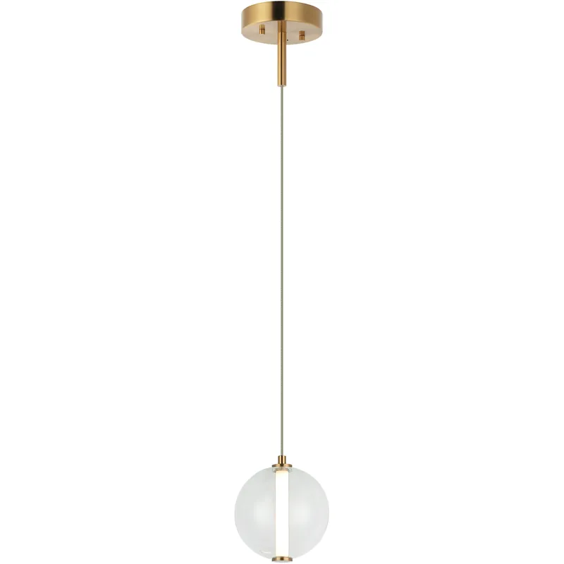 Matteo Lighting Belange LED 6 inch Aged Gold Brass Pendant Ceiling Light C69601AGCL - Open Box Trending
