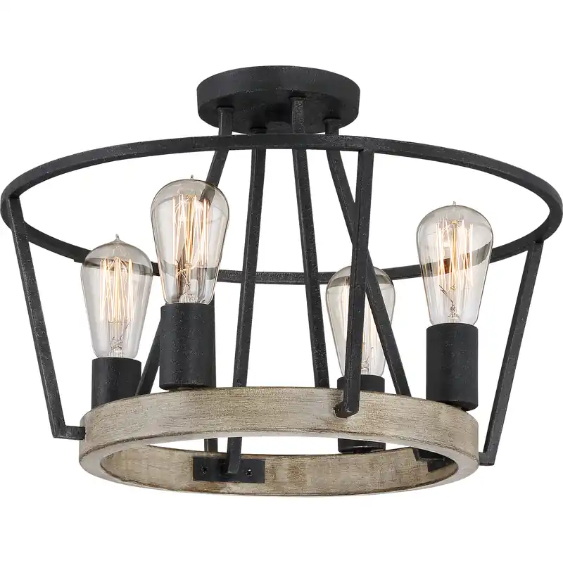 Quoizel Brockton 4 Light 18 inch Grey Ash Semi-Flush Mount Ceiling Light BRT1717GK - Open Box Seasonal Sale