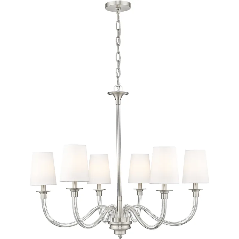 Final Sale Z-Lite Katerina 6 Light 32 inch Brushed Nickel Chandelier Ceiling Light 1950-6BN - Open Box