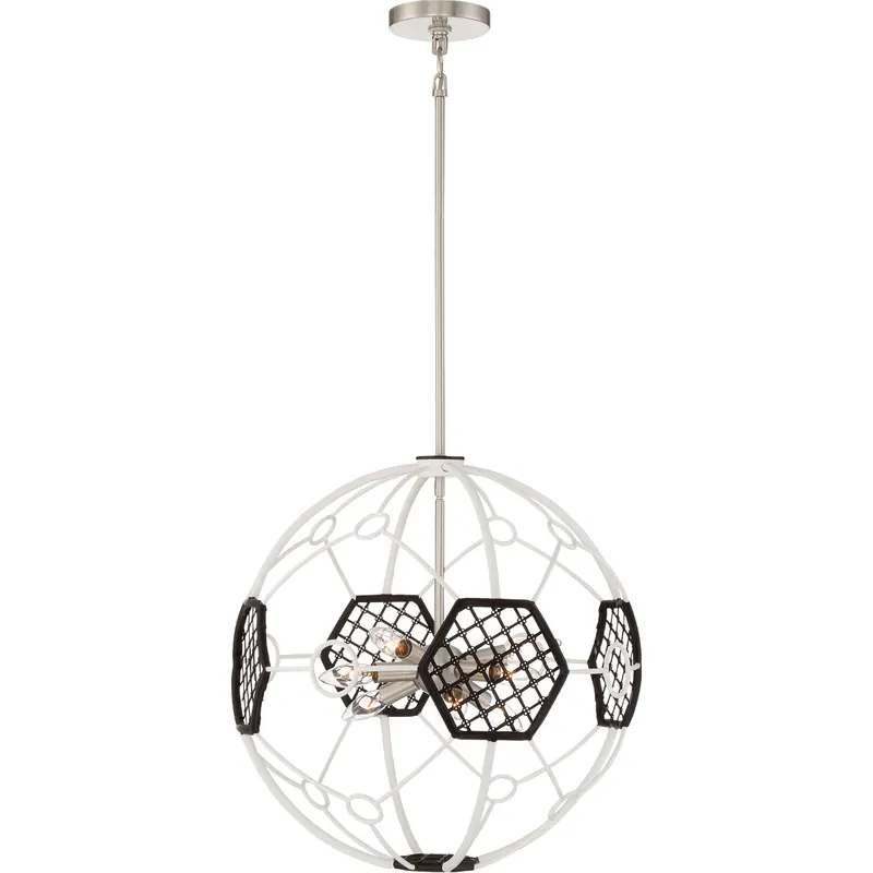 Fresh Stock Plato 9 Light 20.5 inch White and Black Chandelier Ceiling Light