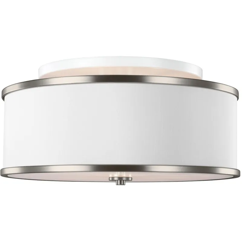 Cosenza 3 Light 20 inch Satin Nickel Semi-Flush Mount Ceiling Light, White Shantung Bulk Order