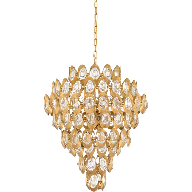 Seasonal Sale Wildwood 12 Light 25 inch Antique Gold Leaf/Clear Chandelier Ceiling Light
