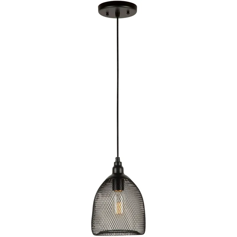 Free Delivery Mesh 1 Light 7 inch Black Industrial Mesh Cage Pendant Ceiling Light