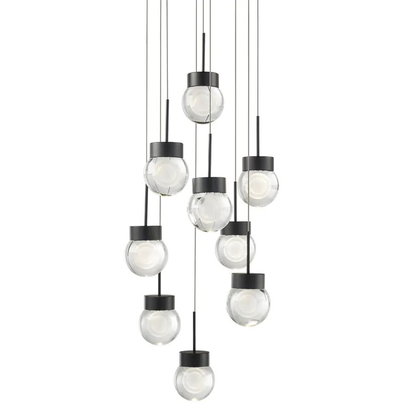 Double Bubble 9 Light 17 inch Black Multi-Light Pendant Ceiling Light Express Delivery