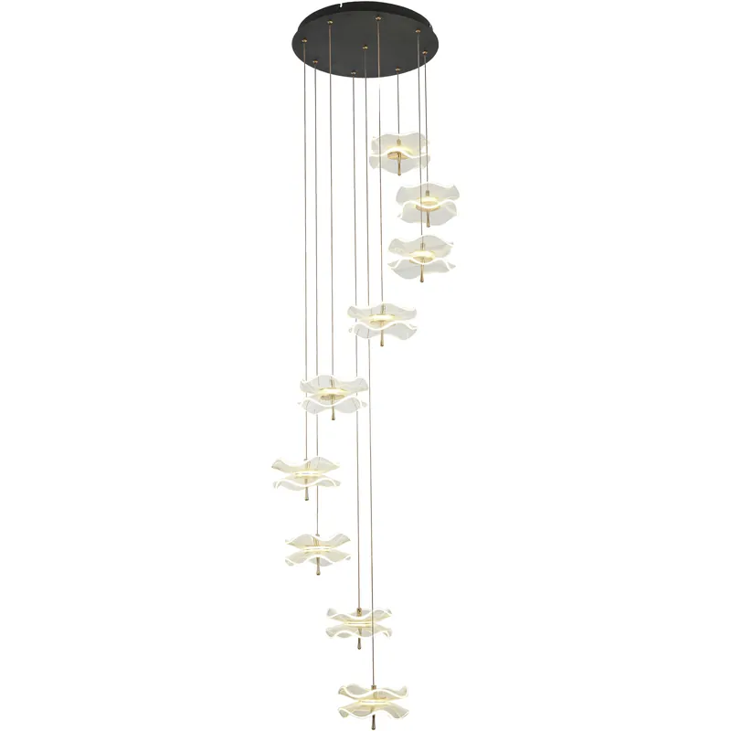 Butterfly LED 22 inch Black and Gold Multi Pendant Ceiling Light Wholesale