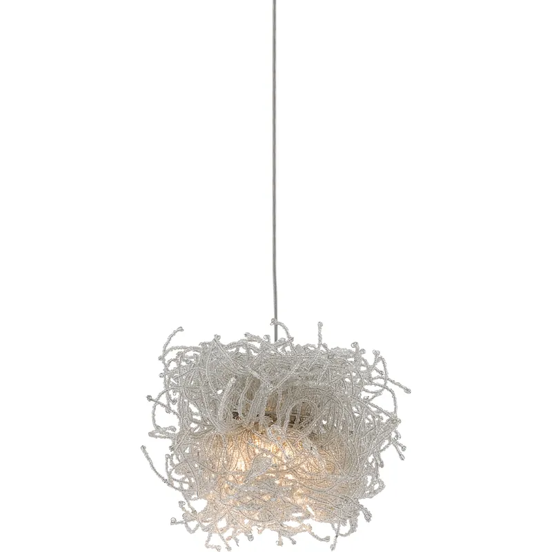 Limited Time Birds Nest 1 Light 6 inch Painted Silver/Clear Multi-Drop Pendant Ceiling Light