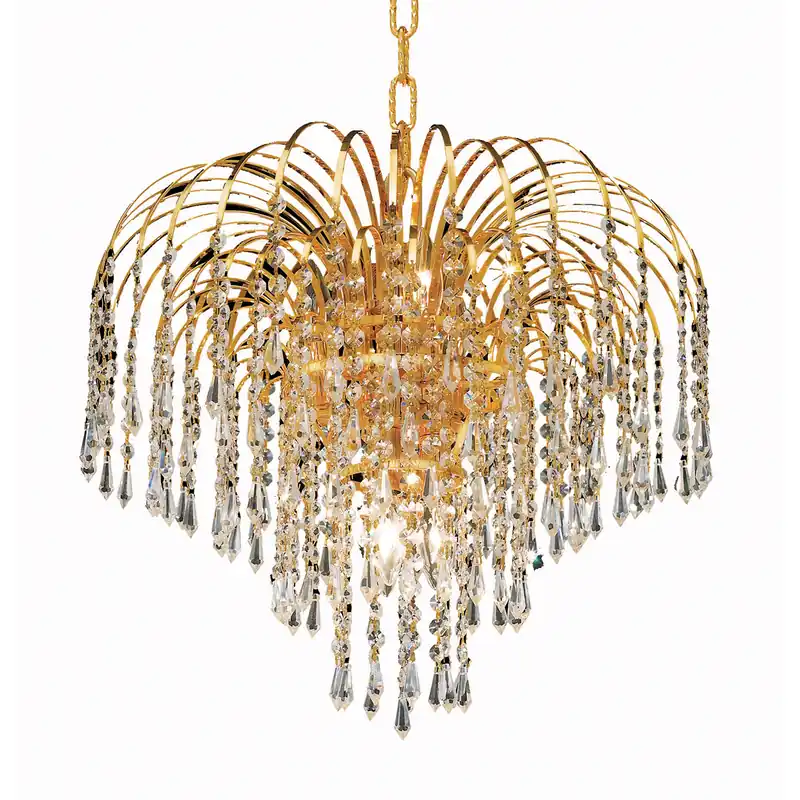 Instant Buy Falls 6 Light 19 inch Gold Dining Chandelier Ceiling Light in Royal Cut