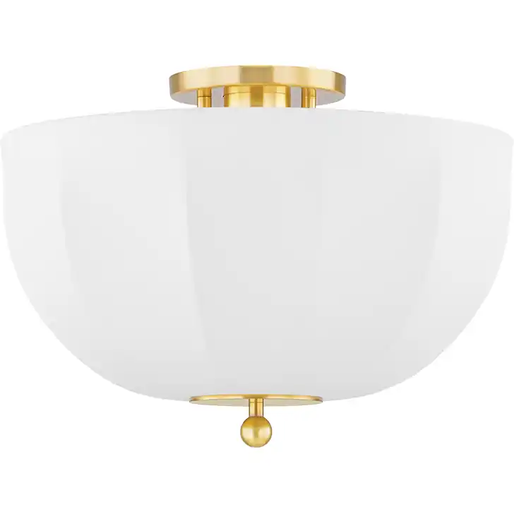 Budget Meshelle 1 Light 13.5 inch Aged Brass Flush Mount Ceiling Light