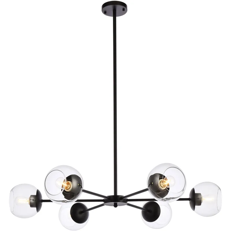 Exclusive Briggs 6 Light 36 inch Black Pendant Ceiling Light