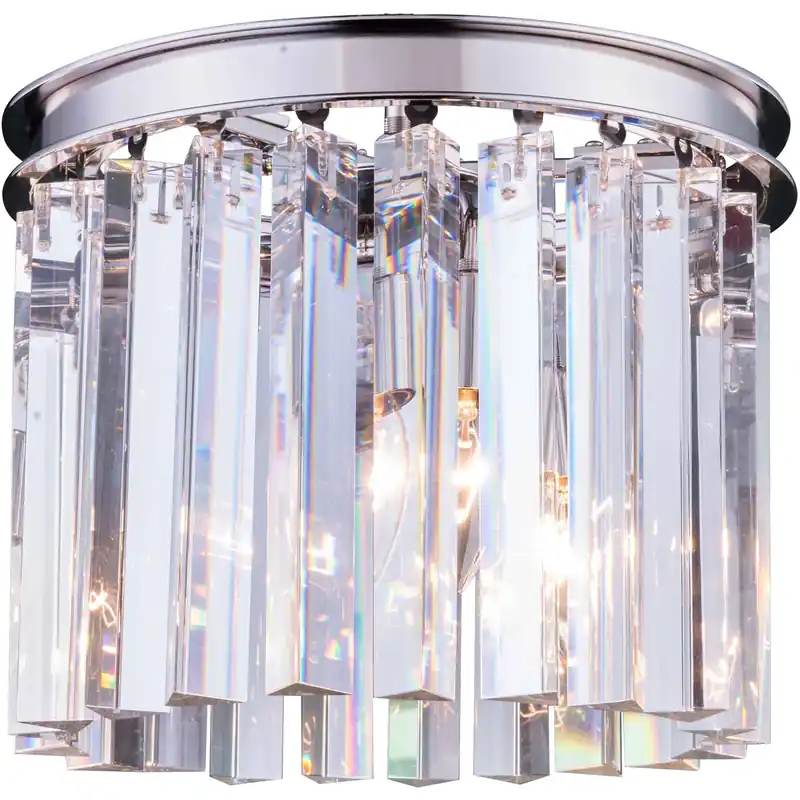 Sydney 3 Light 12 inch Polished Nickel Flush Mount Ceiling Light in Clear, Urban Classic In Demand