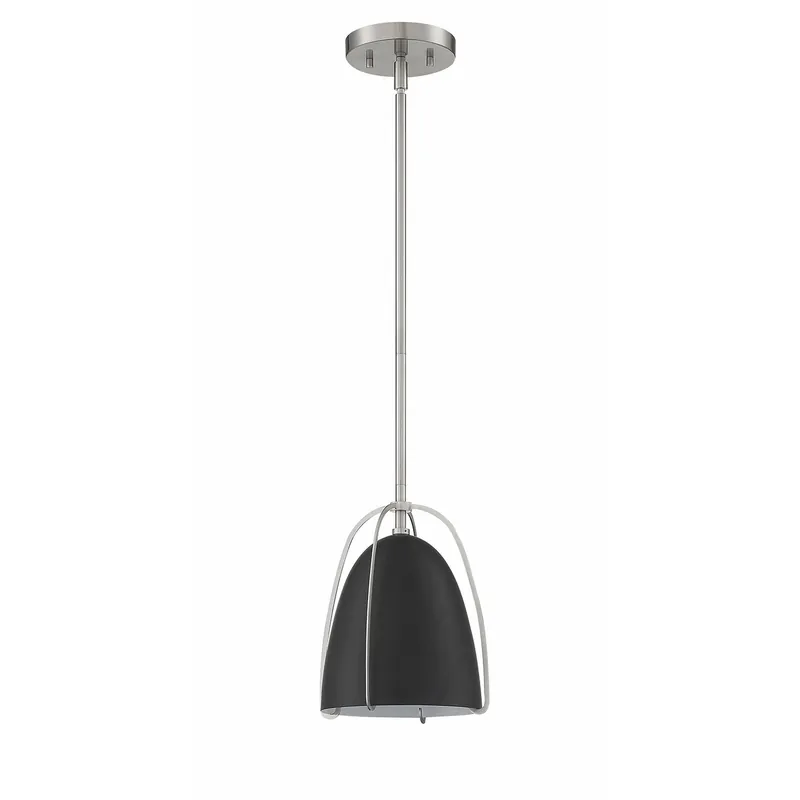 Vilia Mini 1 Light 9 inch Black and Satin Nickel Pendant Ceiling Light Editor’s Pick