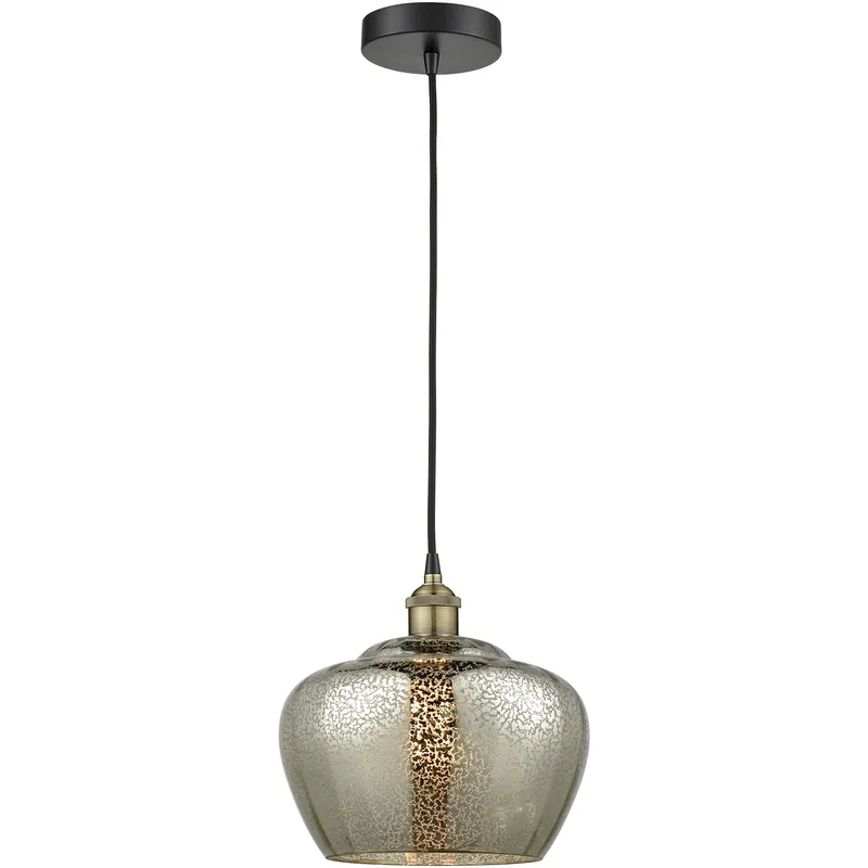 Fenton 1 Light 11 inch Black Antique Brass Mini Pendant Ceiling Light in Mercury Glass Limited Time