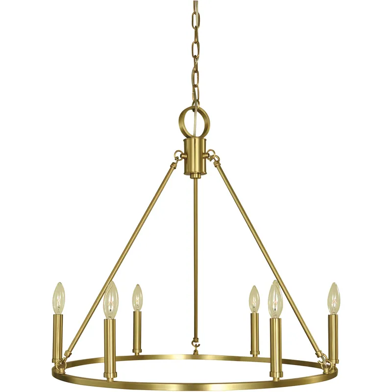 Buy Today Midtown 6 Light 26 inch Brushed Brass Dining Chandelier Ceiling Light