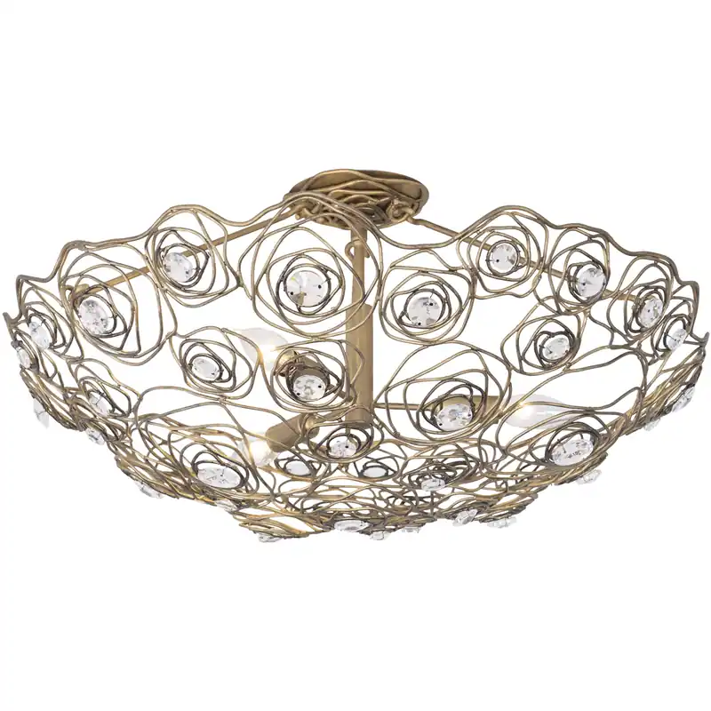 Ethereal Rose 3 Light 24 inch Havana Gold Ombre Semi-Flush Ceiling Light Modern
