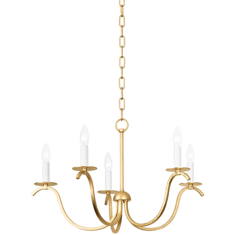 Jaclin 5 Light 25.75 inch Gold Leaf Chandelier Ceiling Light Bulk Order