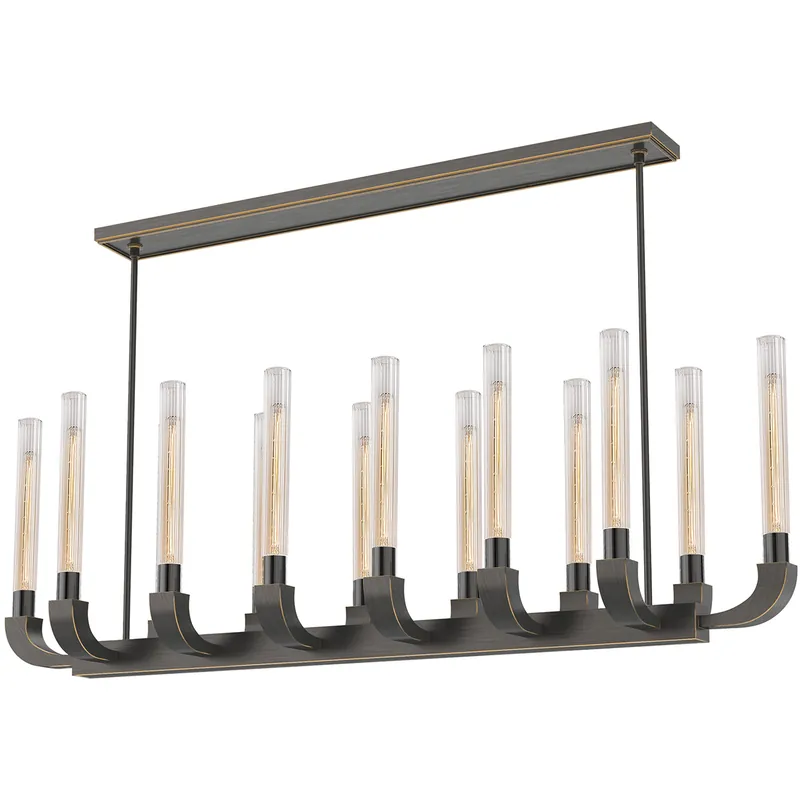 Flute 14 Light 16 inch Urban Bronze Pendant Ceiling Light Direct From Manufacturer