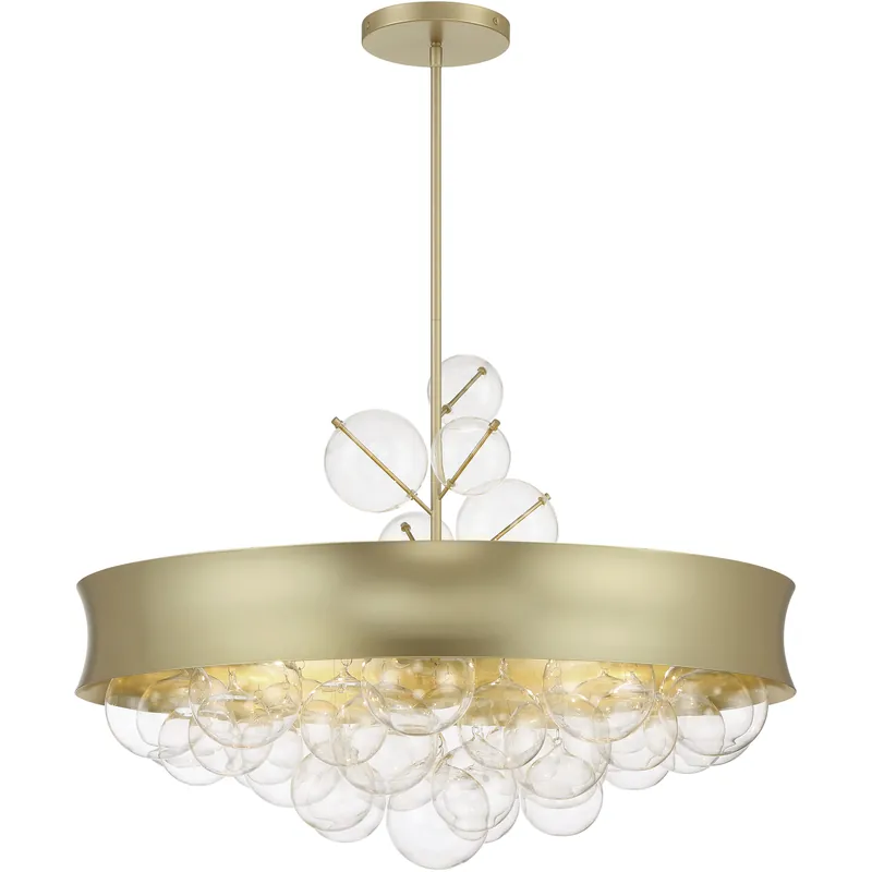 While Supplies Last Verdi Square 8 Light 32 inch Soft Gold With Gold Leaf Convertible Pendant Ceiling Light