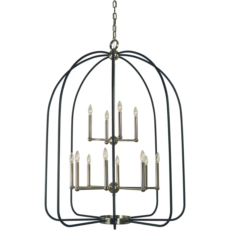 Boulevard 12 Light 36 inch Antique Brass with Matte Black Accents Chandelier Ceiling Light Worldwide Shipping