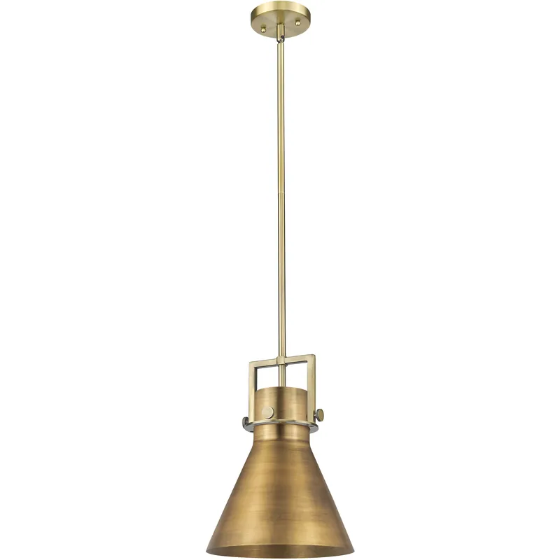 Best Seller Newton Cone 1 Light 10 inch Brushed Brass Stem Hung Pendant Ceiling Light
