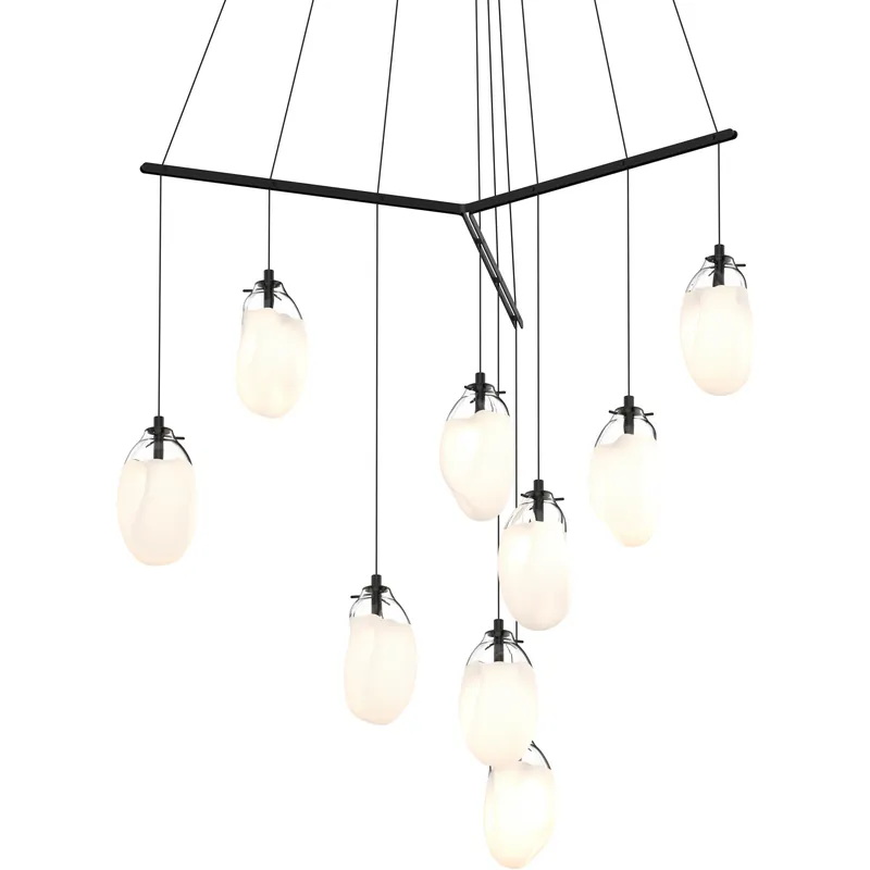 Liquid LED 51 inch Satin Black Pendant Ceiling Light in Poured White Glass Editor’s Pick