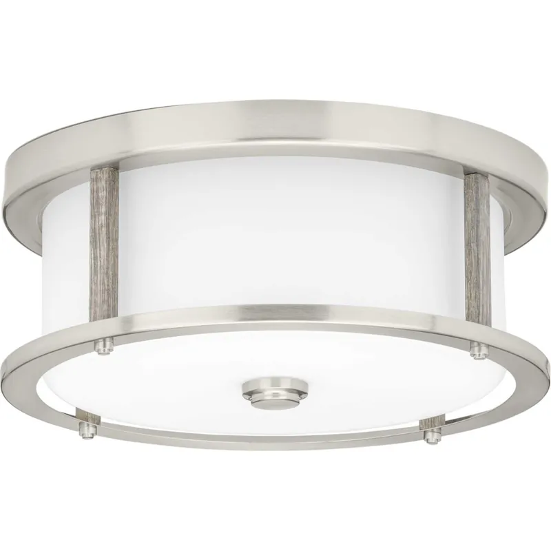 Money Back Guarantee Beaches 2 Light 13 inch Brushed Nickel Flush Mount Ceiling Light