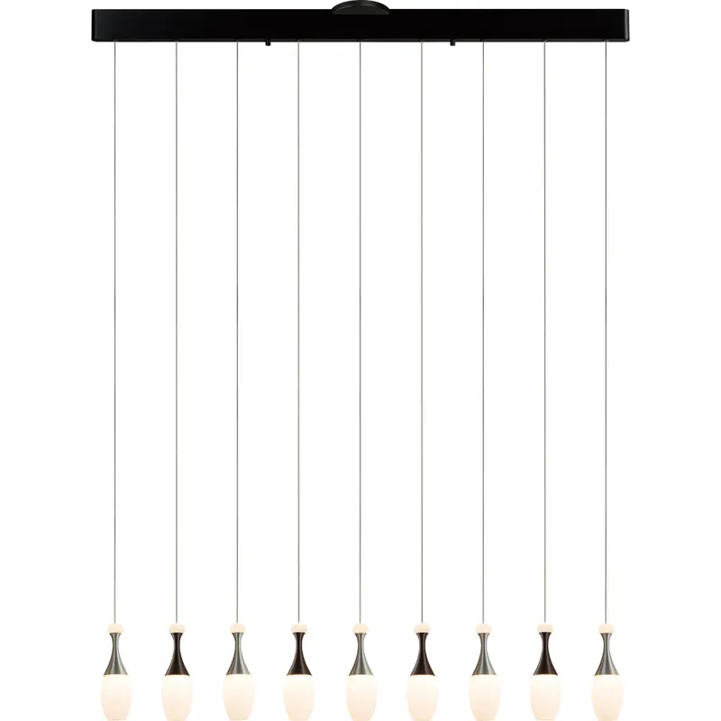 Final Sale La Botella 9 Light 5 inch Deep Taupe / Brushed Aluminum Multi Pendant Ceiling Light