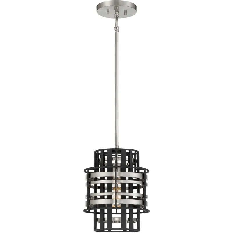 Presten 1 Light 10 inch Brushed Nickel with Sand Coal Mini Pendant Ceiling Light Today Only