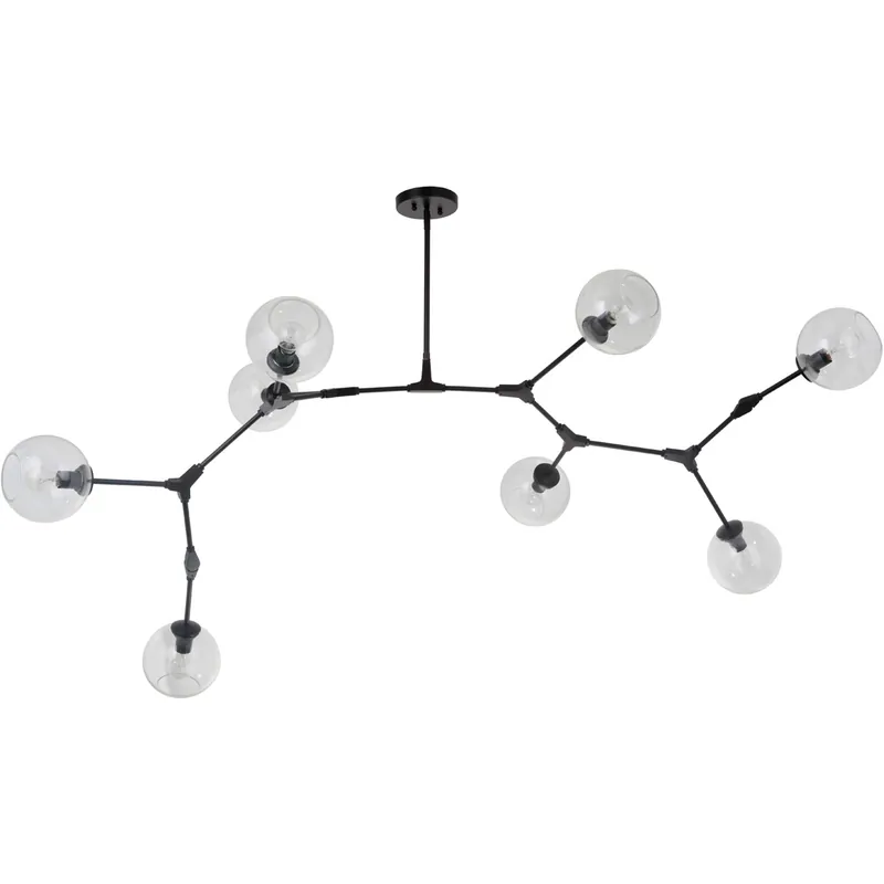 Baltic 8 Light 77 inch Black Adjustable Chandelier Ceiling Light Brand New
