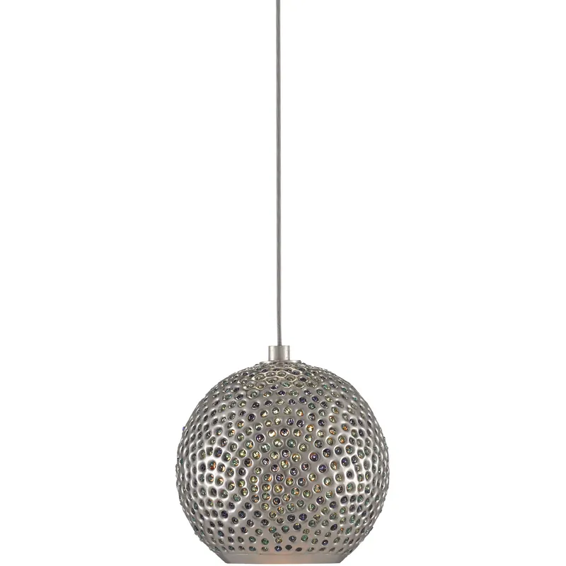 Exclusive Giro 1 Light 5.5 inch Painted Silver/Nickel/Blue Multi-Drop Pendant Ceiling Light