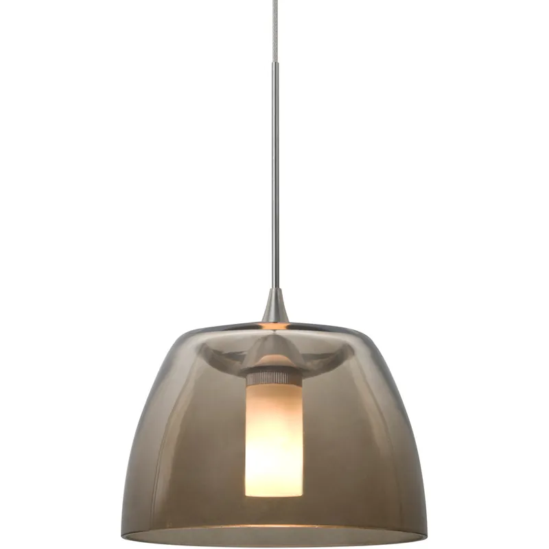 Low Price Spur 1 Light Satin Nickel Cord Pendant Ceiling Light in Smoke Spirit Glass, Halogen