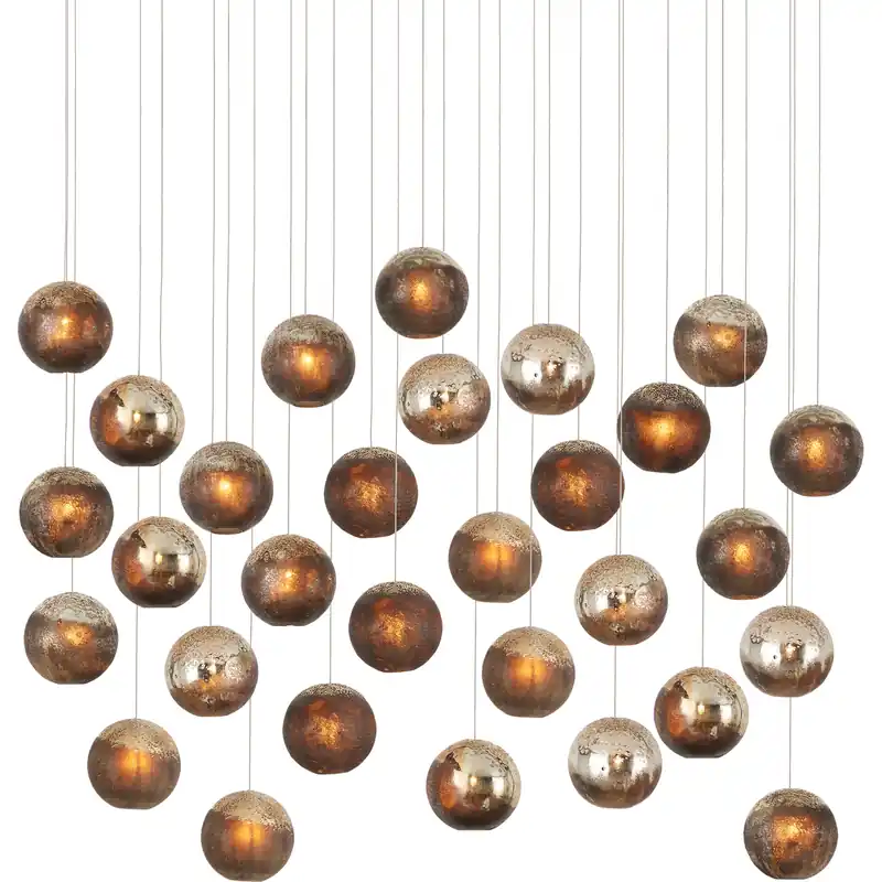 Seasonal Sale Pathos 30 Light 54 inch Antique Silver and Antique Gold and Matte Charcoal Multi-Drop Pendant Ceiling Light