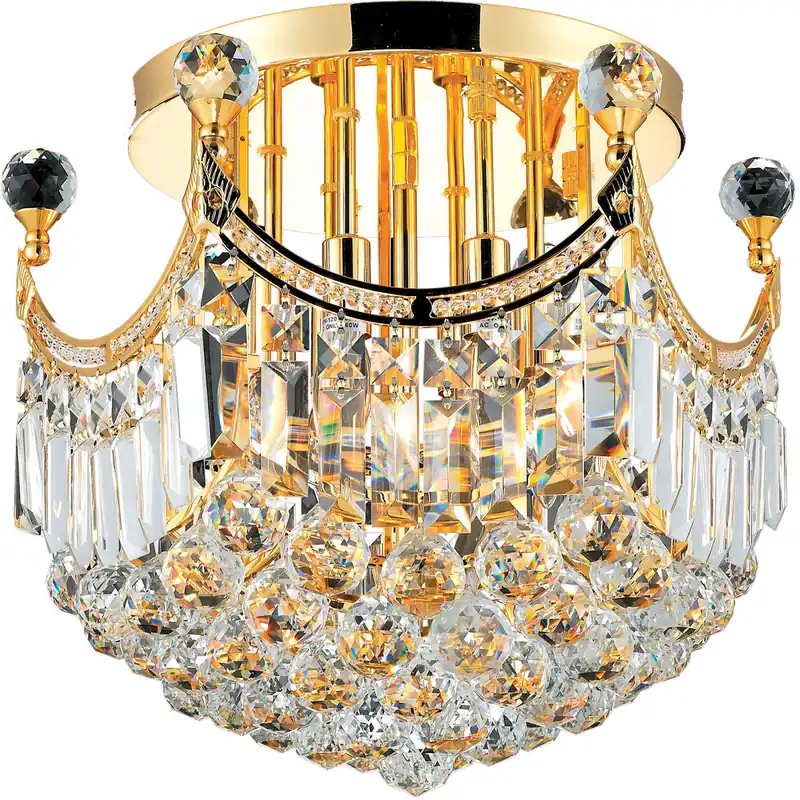 Special Offer Corona 6 Light 16 inch Gold Flush Mount Ceiling Light in Royal Cut
