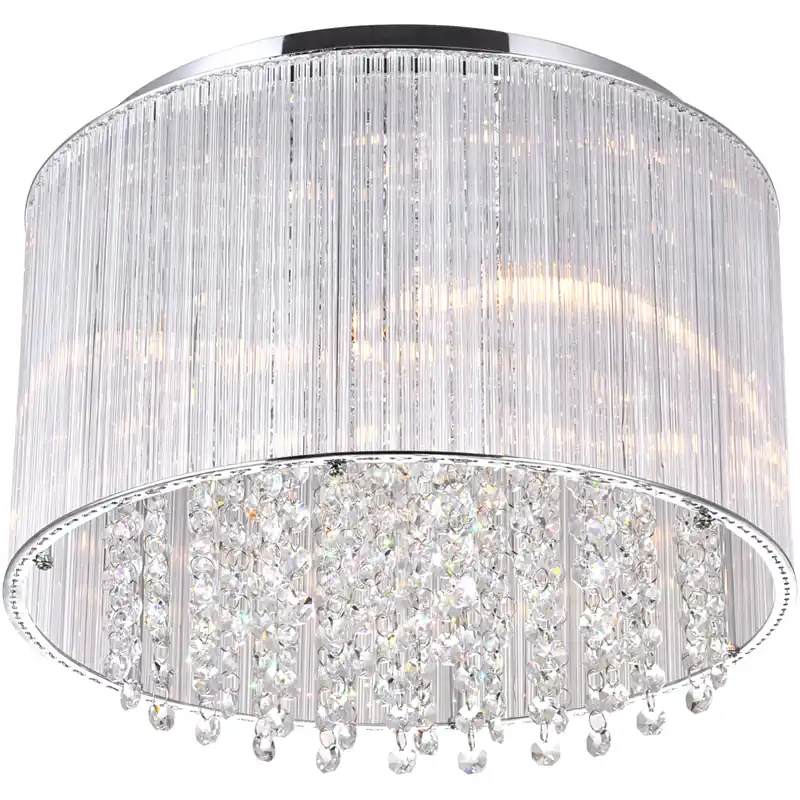 Get Yours Spring Morning 6 Light 14 inch Chrome Drum Shade Flush Mount Ceiling Light