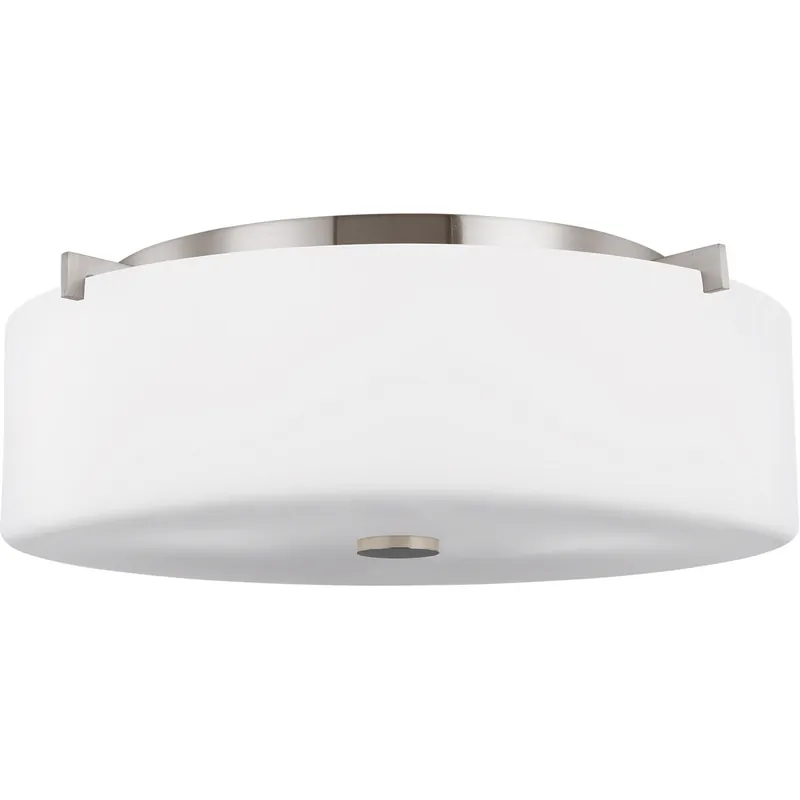 Fresh Stock Sunset Drive 3 Light 16 inch Brushed Steel Flush Mount Ceiling Light, Large