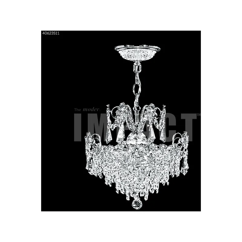 Mini Crystal 3 Light 14 inch Silver Crystal Chandelier Ceiling Light Handmade