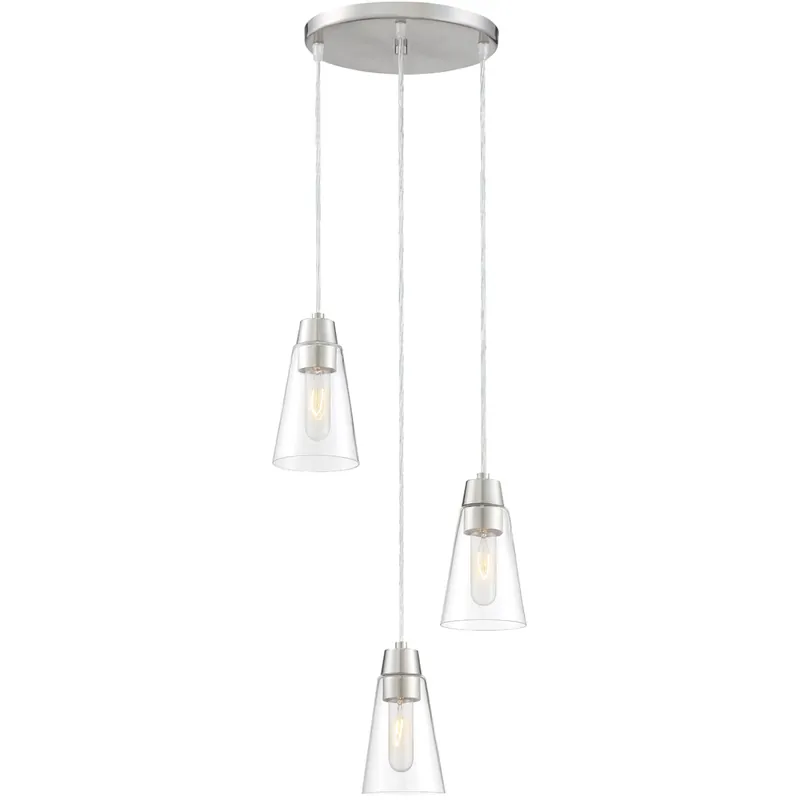 Authentic Echo 3 Light 11 inch Satin Platinum Mini Pendant Ceiling Light