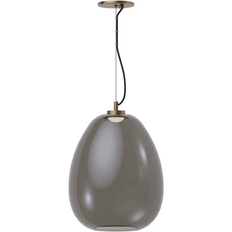Holiday Sale Sean Lavin Kapoor LED Transparent Smoke/Natural Brass Pendant Ceiling Light, Integrated LED