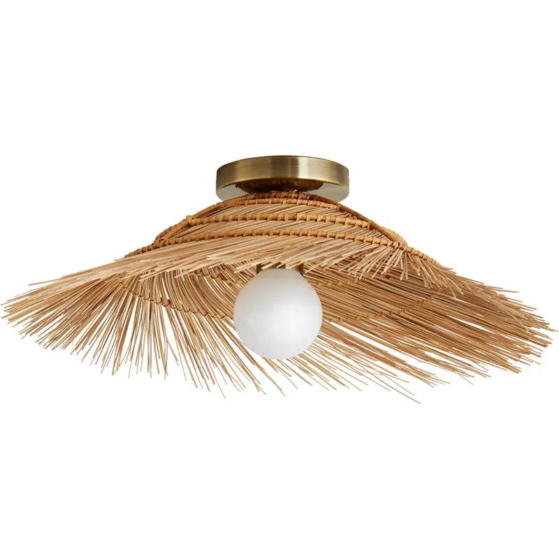Last Chance Hayes 1 Light 19 inch Natural and Antique Brass Flush Mount Ceiling Light