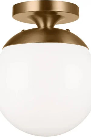 Abington 1 Light 8 inch Satin Brass Semi-Flush Mount Ceiling Light Weekend Sale