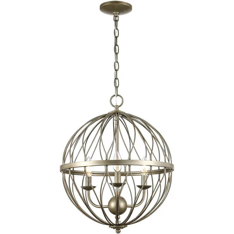 Sequoia 3 Light 16 inch Anique Silver Leaf Pendant Ceiling Light in Antique Silver Leaf Original