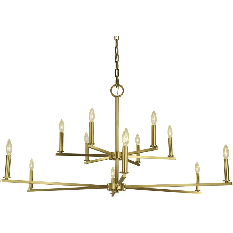 Same Day Shipping Evelyn 12 Light 48 inch Brushed Brass Foyer Chandelier Ceiling Light