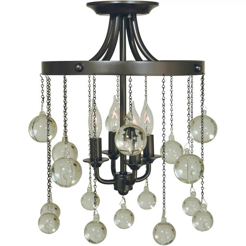 Same Day Shipping Falling Stars 4 Light 12 inch Satin Pewter with Polished Nickel Semi-Flush Mount Ceiling Light in Satin Pewter/Polished Nickel